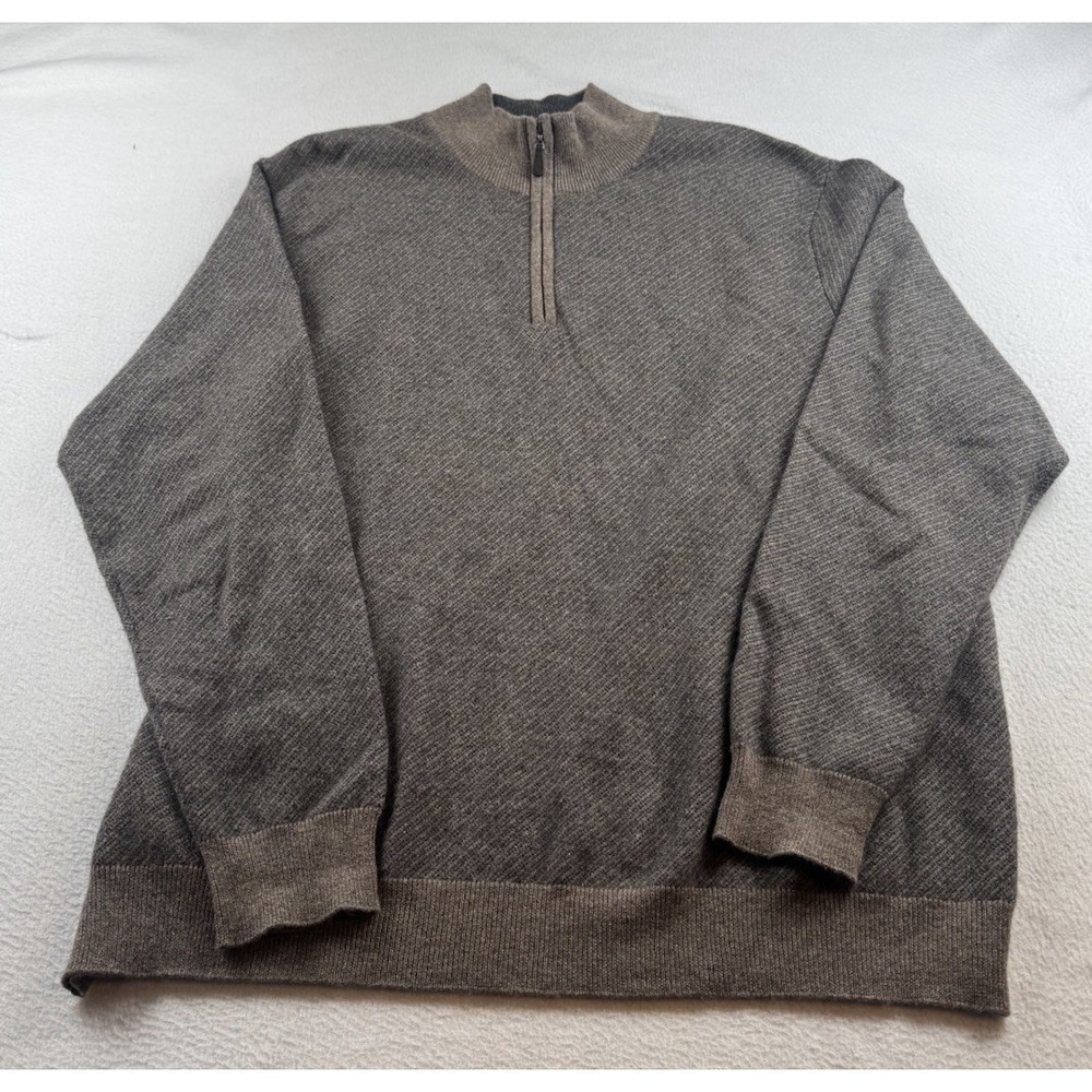Brookmore Cashmere 1/4 Zip Pullover Sweater Men's XL Brown